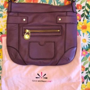 Isaac Mizrahi purple leather bag w/ dust bag